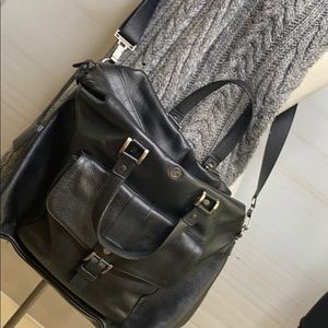 armani  Black grain calf leather crossbody unisex